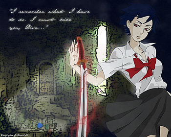 blood+ saya, white, sword, green, red HD wallpaper