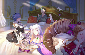 Rem (Re:zero), Anime, Re:zero Starting Life In Another World, Beatrice (Re:zero), Emilia (Re:zero), Subaru Natsuki HD wallpaper