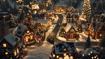 Enchanting Christmas Village in Ultra, Christmas village, Christmas, village, snow, light HD wallpaper