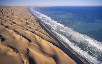Landscape dune beach, Coastal beauty, Namibian shores, Serene seascapes HD wallpaper