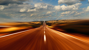 speed, clouds, desert, highway HD wallpaper