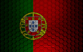 Portugal flag, 3d hexagons texture, Portugal, 3d texture, Portugal 3d flag, metal texture, flag of Portugal HD wallpaper