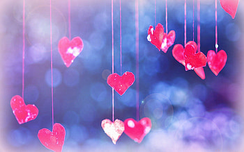 ✫LOvE is in the AIR✫, graphy, all hearts, hanging, colors, hearts, thread, sweet, other, beautiful, creative pre-made, love four seasons, still life, love, cool, softness beauty, red hearts, lovely HD wallpaper