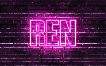 Happy Birtay Ren, , pink neon lights, Ren name, creative, Ren Happy Birtay, Ren Birtay, popular japanese female names, with Ren name, Ren HD wallpaper