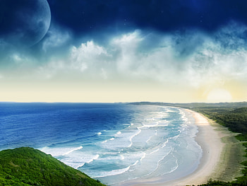 A Nice Place, waves, moon, air, water, beach HD wallpaper