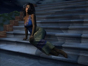 On Steps, steps, lady, abstract, fantasy HD wallpaper