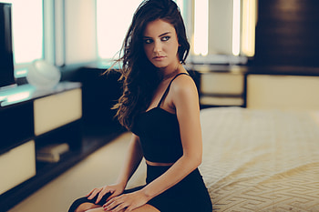 Girl Black Dress Sitting Side , girls, model, black-dress HD wallpaper
