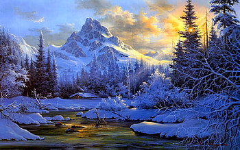 Outdoor in mountains, winter, outdoor, colorful, beautiful, nature, mountain HD wallpaper