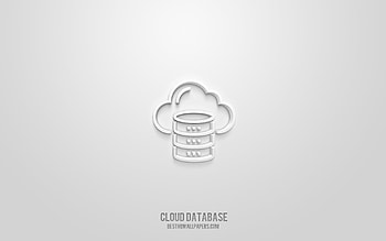 Cloud database 3d icon, white background, 3d symbols, Cloud database, technology icons, 3d icons, Cloud database sign, technology 3d icons HD wallpaper