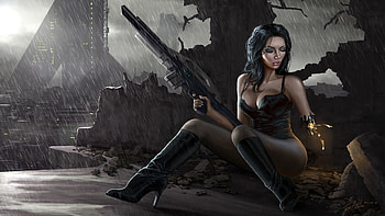 Science fiction - Women Warrior Cyborg Rifle Girls & Guns Bakgrund HD wallpaper