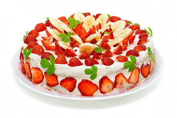 Strawberry & Banana Cake, sweet, strawberry, banana, dessert, delicious, fruits, food, cake, fruit, cream HD wallpaper