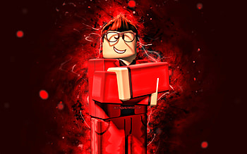 Blender, , red neon lights, Roblox, Heroes of Robloxia, Roblox characters, Blender Roblox HD wallpaper