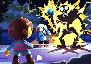 Undertale Legends: Frisk, Sans & Papyrus in Epic Battle, Sans (Undertale), Papyrus (Undertale), Frisk (Undertale), video game, Undertale HD wallpaper