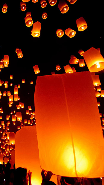 Mid-autumn marvel, Festive lanterns, Moonlit beauty, Cultural traditions HD phone wallpaper