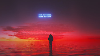 Dear Happiness Where Are You, alone, hoodie, typography, sunset, artist, artwork, digital-art HD wallpaper