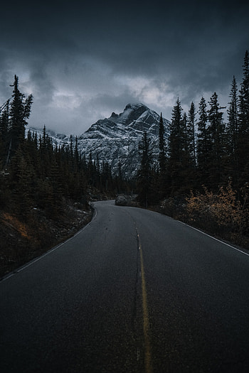 Landscape, Nature, Trees, Clouds, Mountain, Road HD phone wallpaper