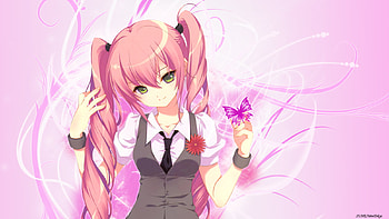 Megurine Luka Blooms, sexy, hot, cute, beautiful, vocaloid, pink hair, beauty, anime girl, pink, vocaloids, butterfly, twintails, megurine luka HD wallpaper