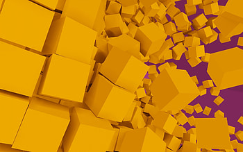 3D objects , Yellow cubes design, Geometric shapes inspiration, Technology theme HD wallpaper