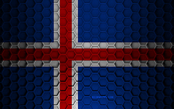 Iceland flag, 3d hexagons texture, Iceland, 3d texture, Iceland 3d flag, metal texture, flag of Iceland HD wallpaper