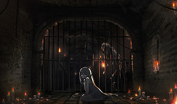 Dark, prison, anime girl, original HD wallpaper