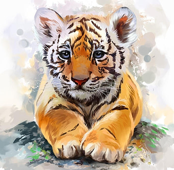 Tiger cub, baby, harsh taggar, tigru, cute, paw, animal, cub, tiger, art, orange HD wallpaper