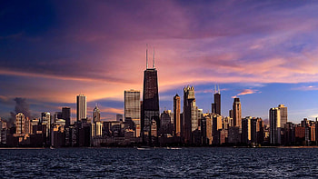 Chicago Skyline, Travels, Purple HD wallpaper