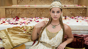 Grey Eyes Barbara Palvin Girl Model Is Sitting On Steps Wearing White Dress Girls HD wallpaper