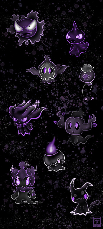 Neon ghost Pokmon, Halloween , Spooky atmosphere, Ghostly glow HD phone wallpaper