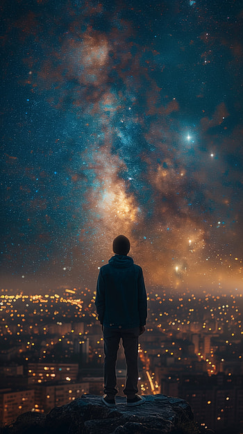 Starry Night Over City, starry sky HD phone wallpaper