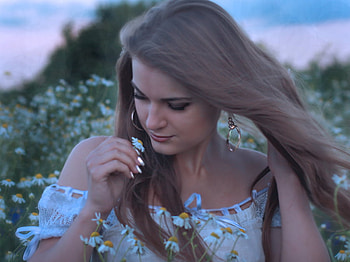 In the grass, sexy, girl, grass, model HD wallpaper