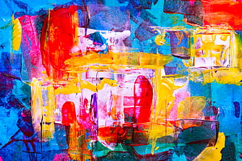 Colorful abstract painting full of vibrant colors and expressive brushstrokes, showcasing modern art creativity. HD wallpaper
