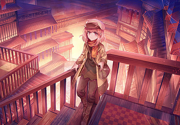 Anime girl at stairs, original, portrait, 2020 HD wallpaper