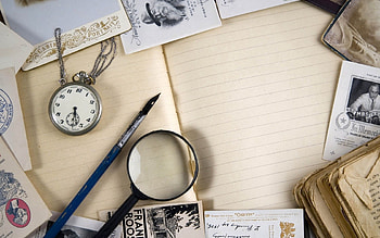 Postcards, Clock, Miscellanea, Miscellaneous, Vintage, Book, Notebook, Magnifier HD wallpaper