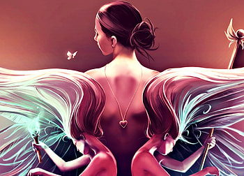 Should I stay or should I go, wings, art, aquasixio, girl, angel, woman, fantasy, green, luminos HD wallpaper