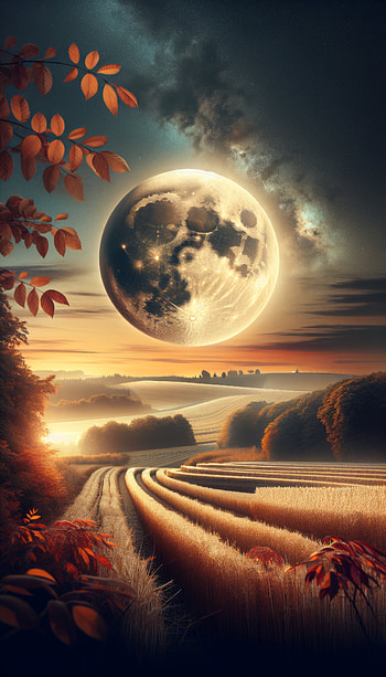 Majestic Harvest Moon Over Countryside - Mobile, moon, landscape, field HD phone wallpaper