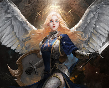 Angel, wings, fantasy, girl, benmoran art HD wallpaper