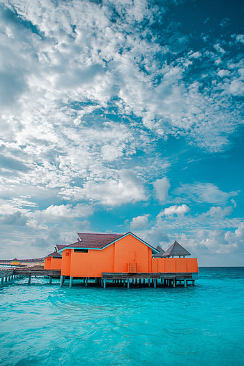 Nature, Water, Pier, Ocean, House, Tropics HD phone wallpaper
