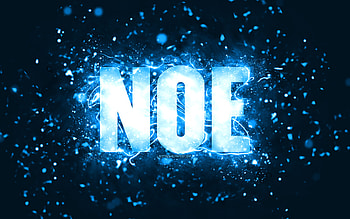 Happy Birtay Noe, , blue neon lights, Noe name, creative, Noe Happy Birtay, Noe Birtay, popular american male names, with Noe name, Noe HD wallpaper