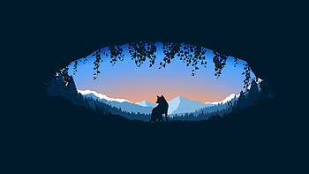 Wolf Cave Minimalist , wolf, cave, minimalism, minimalist, artist, artwork, digital-art, deviantart HD wallpaper