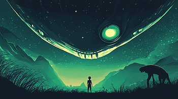 Alien Encounter: A Stunning Sci-Fi, Sci Fi, alien encounter, alien, landscape, silhouette HD wallpaper