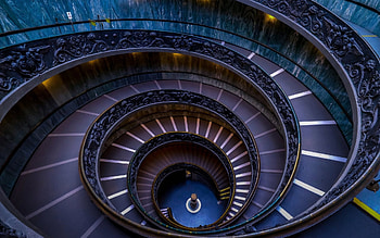 Vatican City, Spiral staircase, Italy HD wallpaper
