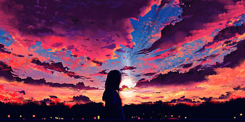 Anime Girl Embracing The Evening Calm, anime-girl, anime, artist, artwork, digital-art, artstation HD wallpaper