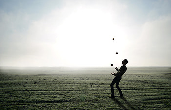 Silhouette, Miscellanea, Miscellaneous, Fog, Field, Human, Person, Juggling HD wallpaper