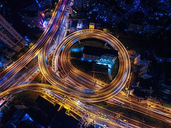 Cities, View From Above, Movement, Traffic, Night City, Interchange, Denouement HD wallpaper