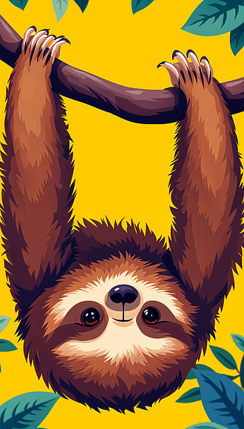 Charming Sloth: A Relaxing Design, Animal, cartoon HD phone wallpaper