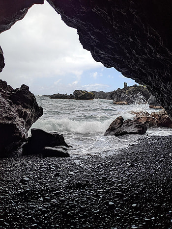 Nature, Pebble, Sea, Rocks, Cave HD phone wallpaper