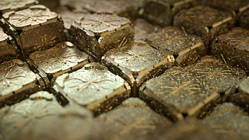 Gold, 3D, Pattern, Cube HD wallpaper
