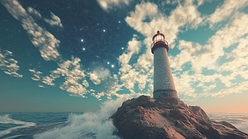 Starry Sky Lighthouse, lighthouse, sky, Stars HD wallpaper