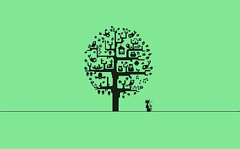 Wood, Cat, Tree, Minimalism HD wallpaper