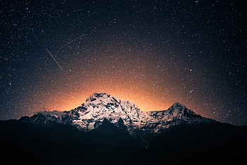Shooting Stars Over Annapurna Mountains , shooting-star, sky, stars, mountains, nature HD wallpaper